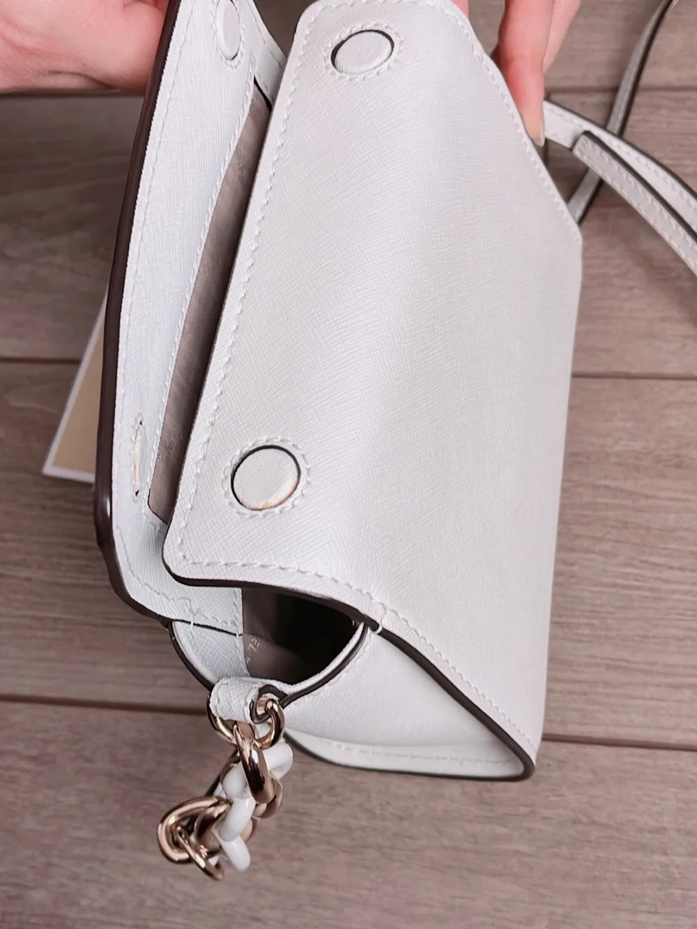 Michael Kors Cream Floral Appliqué Crossbody with Gold Accents
